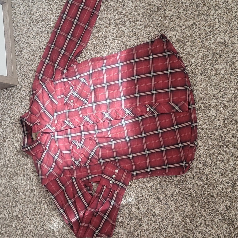 Wrangler Pearl Snap Shirt- Dark Red